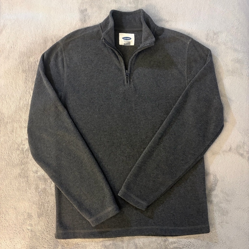 Old Navy Men’s Charcoal Grey 1/4 Zip Microfleece Pullover - Size S - NWOT